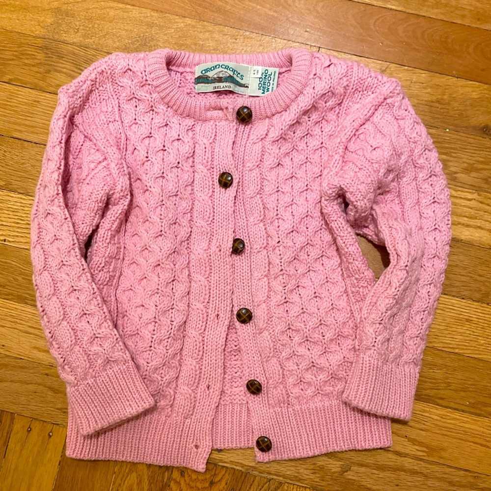 Pink cardigan 100% merino wool sweater